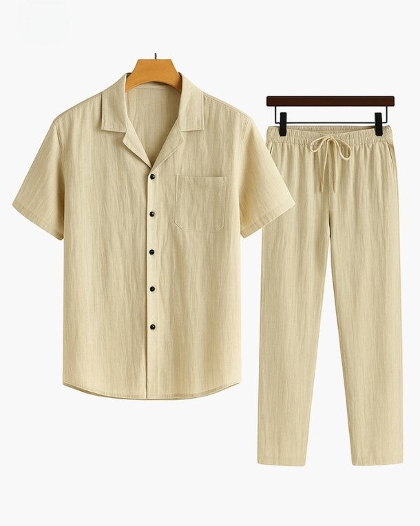 Leinen Zweiteiler Herren - Sommer Outfit, Atmungsaktiv, Elegant