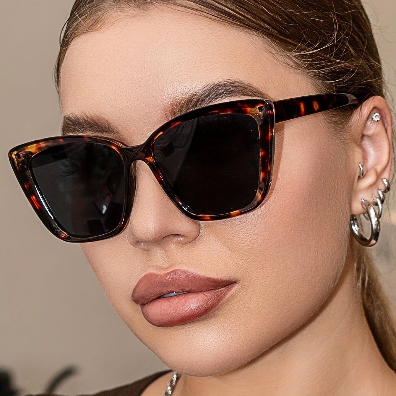 Damen Retro Cat - Eye Sonnenbrille mit Leopardenmuster – Modische Brille für Strand und Party - Reminora