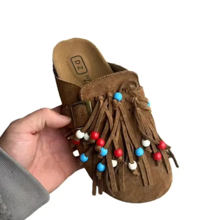 Elegante Boho Damen - Mokassins aus Wildleder mit Fransen – Sommer 2025 Sandalen - Reminora