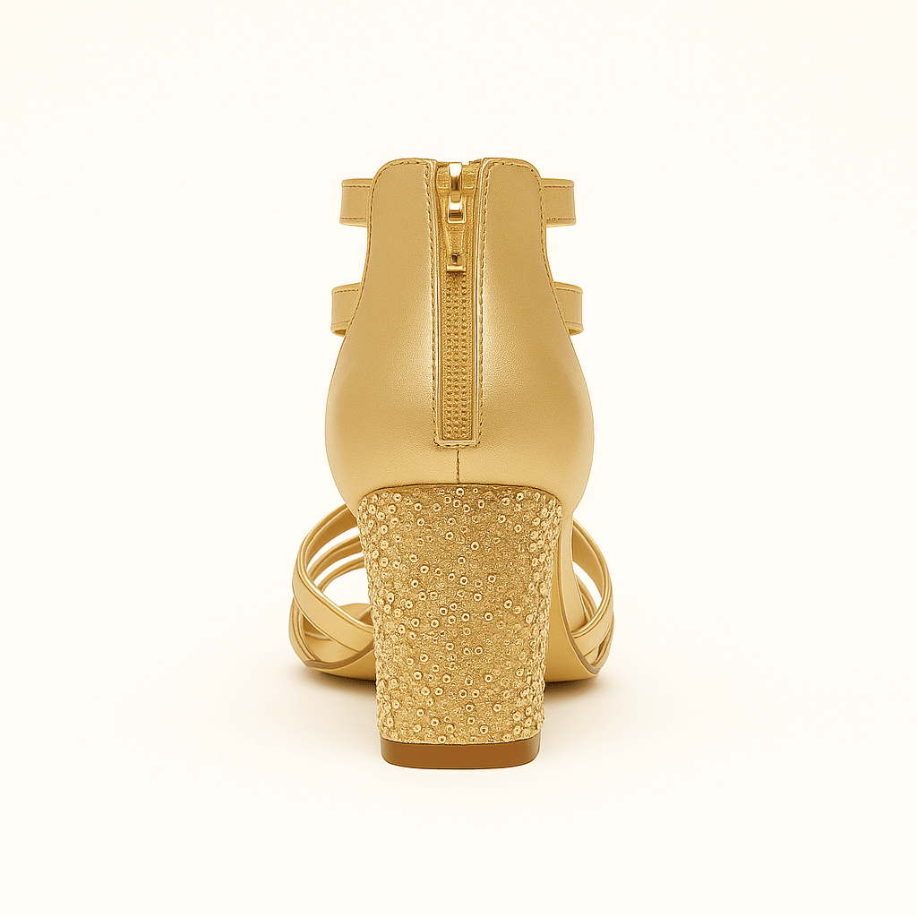 Glitzer Sandaletten Damen mit Absatz – Elegante Sommer - Sandalen mit Blockabsatz & Komfort - Reminora