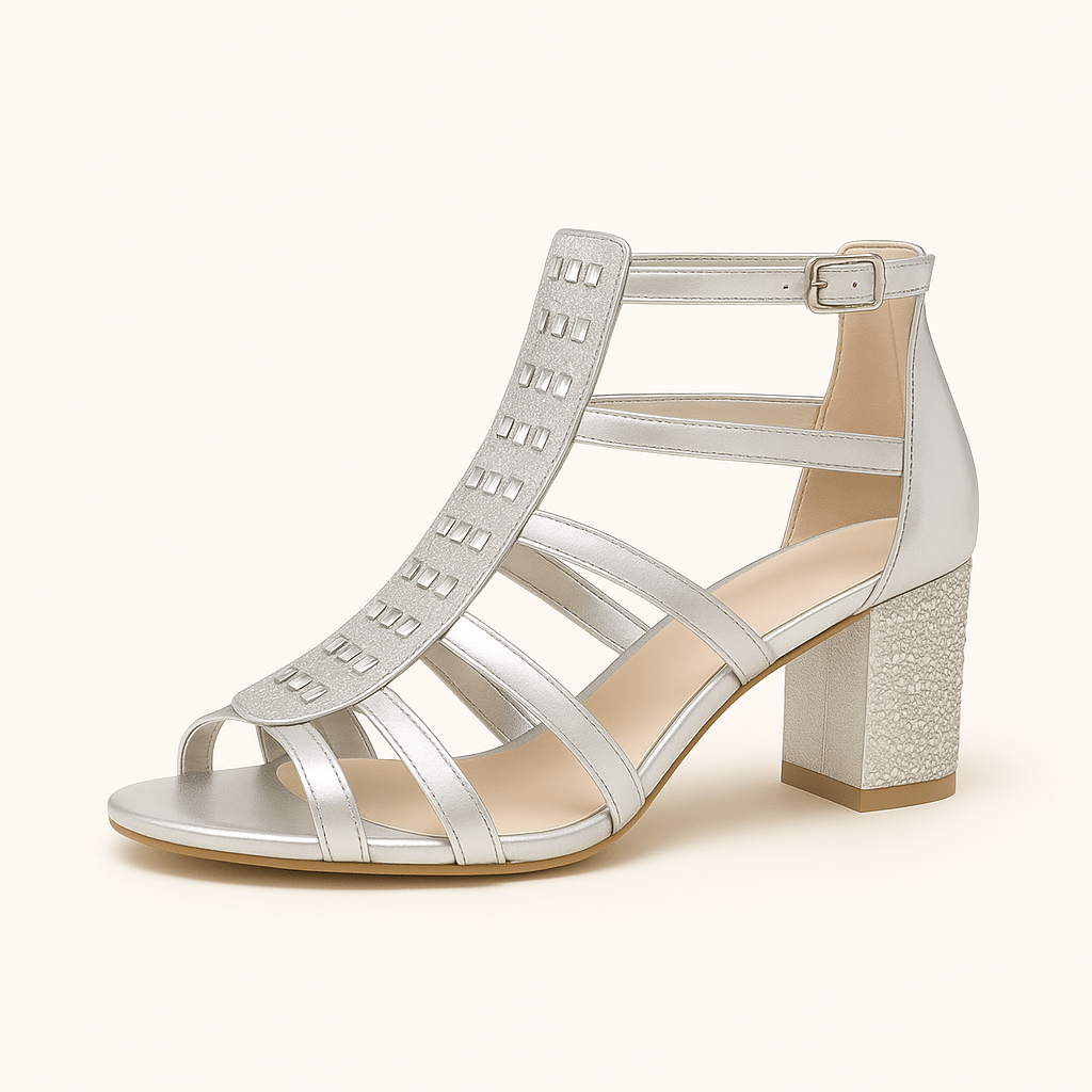 Glitzer Sandaletten Damen mit Absatz – Elegante Sommer - Sandalen mit Blockabsatz & Komfort - Reminora