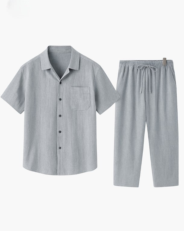 Leinen Zweiteiler Herren - Sommer Outfit, Atmungsaktiv, Elegant