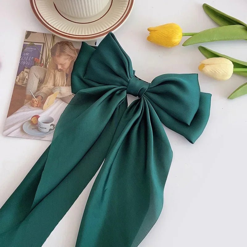 Großer Satin - Haarclip mit Schleife – Elegante Haaraccessoires für Frauen - Reminora