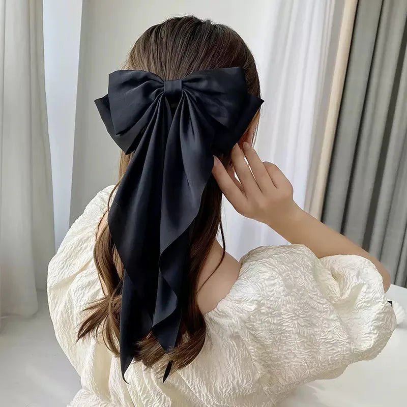 Großer Satin - Haarclip mit Schleife – Elegante Haaraccessoires für Frauen - Reminora