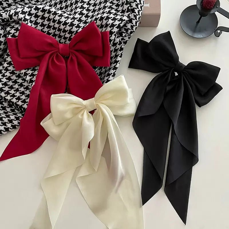 Großer Satin - Haarclip mit Schleife – Elegante Haaraccessoires für Frauen - Reminora