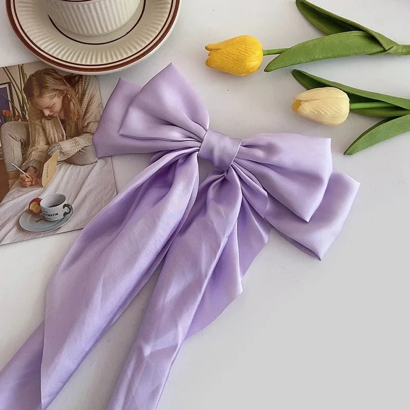 Großer Satin - Haarclip mit Schleife – Elegante Haaraccessoires für Frauen - Reminora