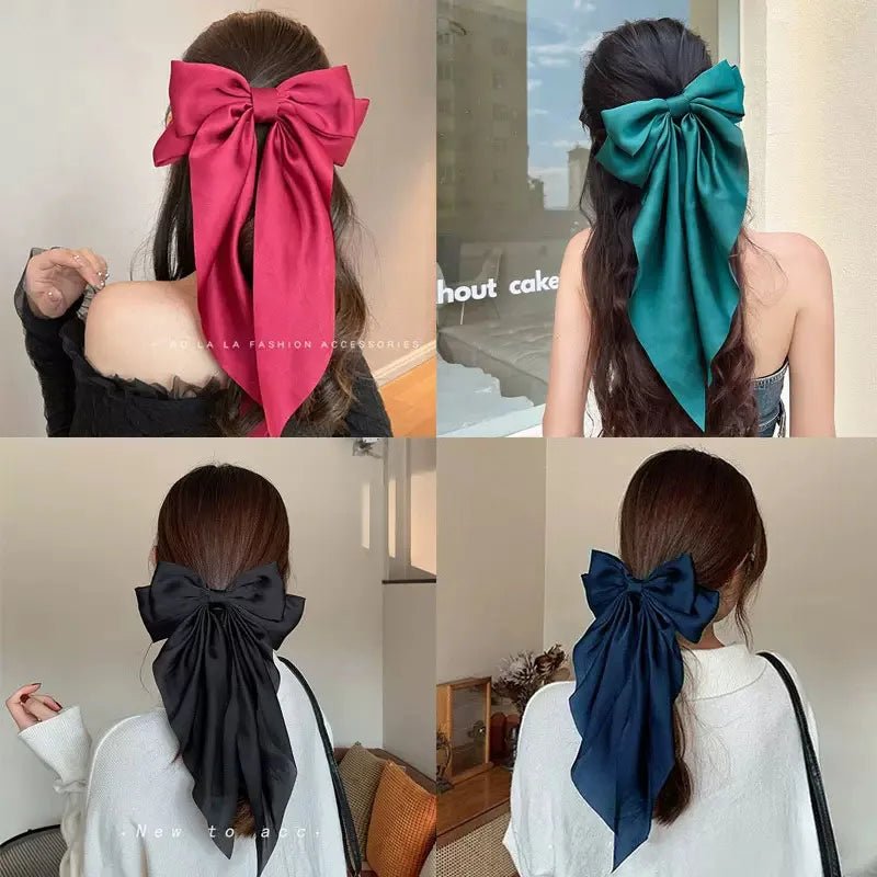 Großer Satin - Haarclip mit Schleife – Elegante Haaraccessoires für Frauen - Reminora
