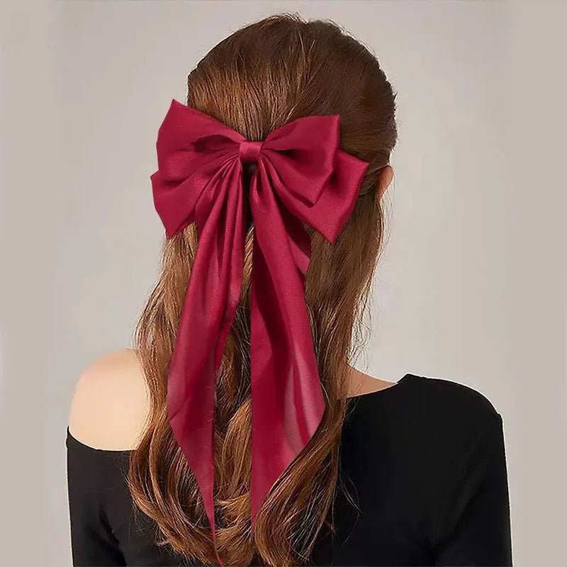 Großer Satin - Haarclip mit Schleife – Elegante Haaraccessoires für Frauen - Reminora