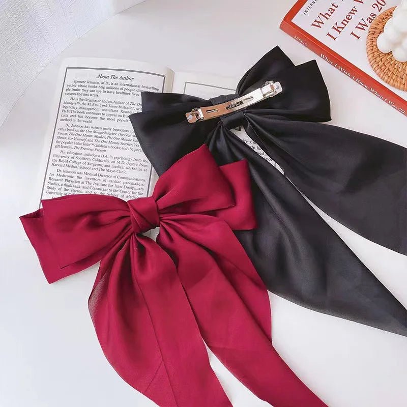 Großer Satin - Haarclip mit Schleife – Elegante Haaraccessoires für Frauen - Reminora