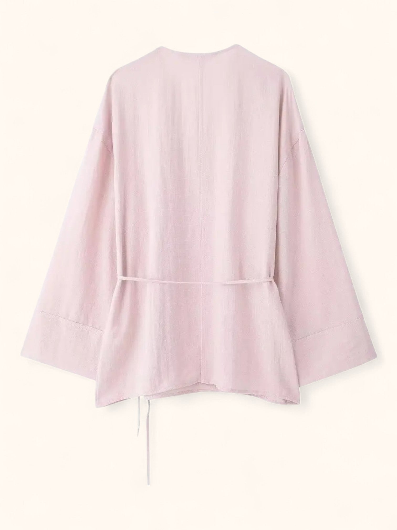 Women's Linen Kimono: Solid Color Slit Shirt & Pants Set