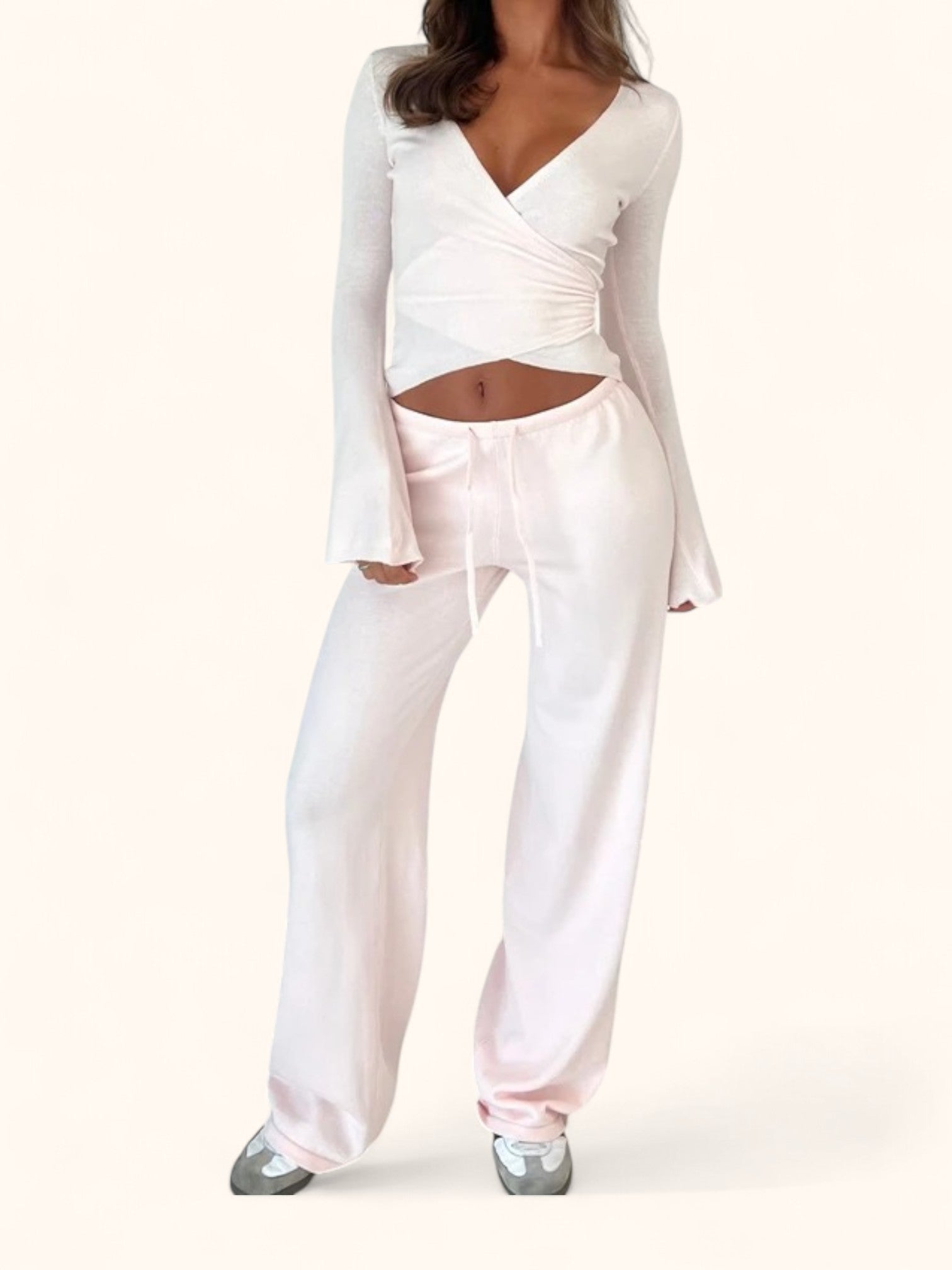 Vintage Women's Lounge Set: 2-Piece, V-Neck, Waist Band