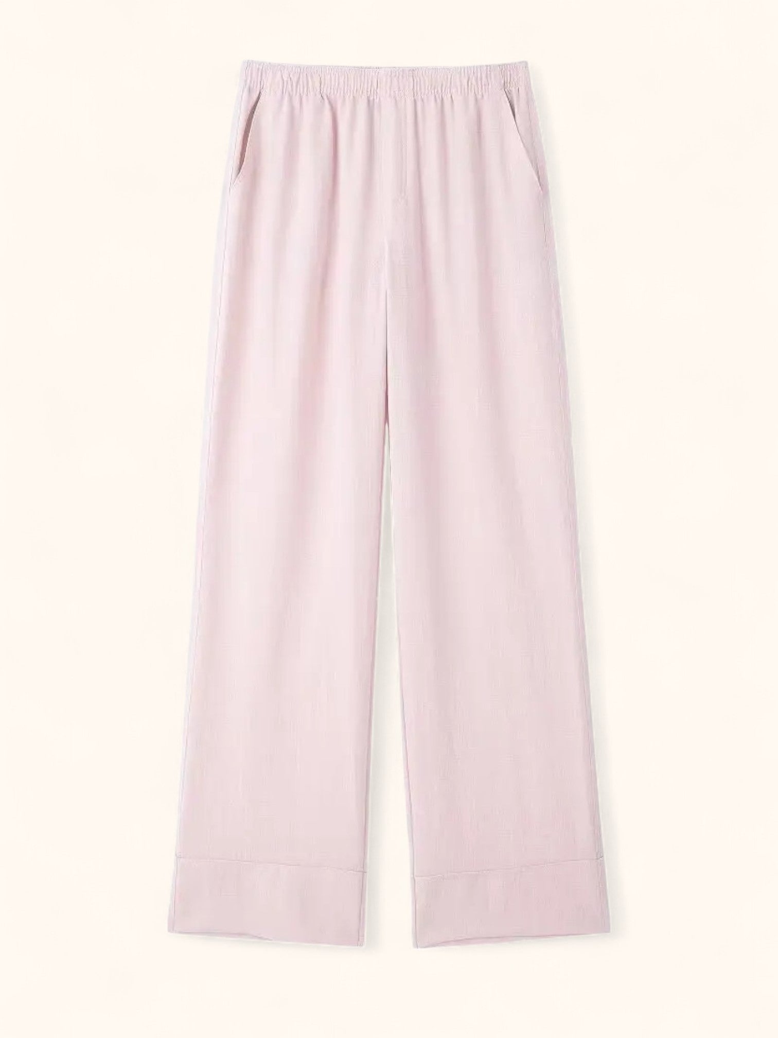 Women's Linen Kimono: Solid Color Slit Shirt & Pants Set