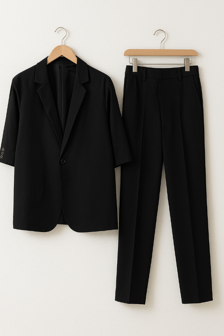 Elegantes Kurzarm-Sakko & Anzughose Set für Herren