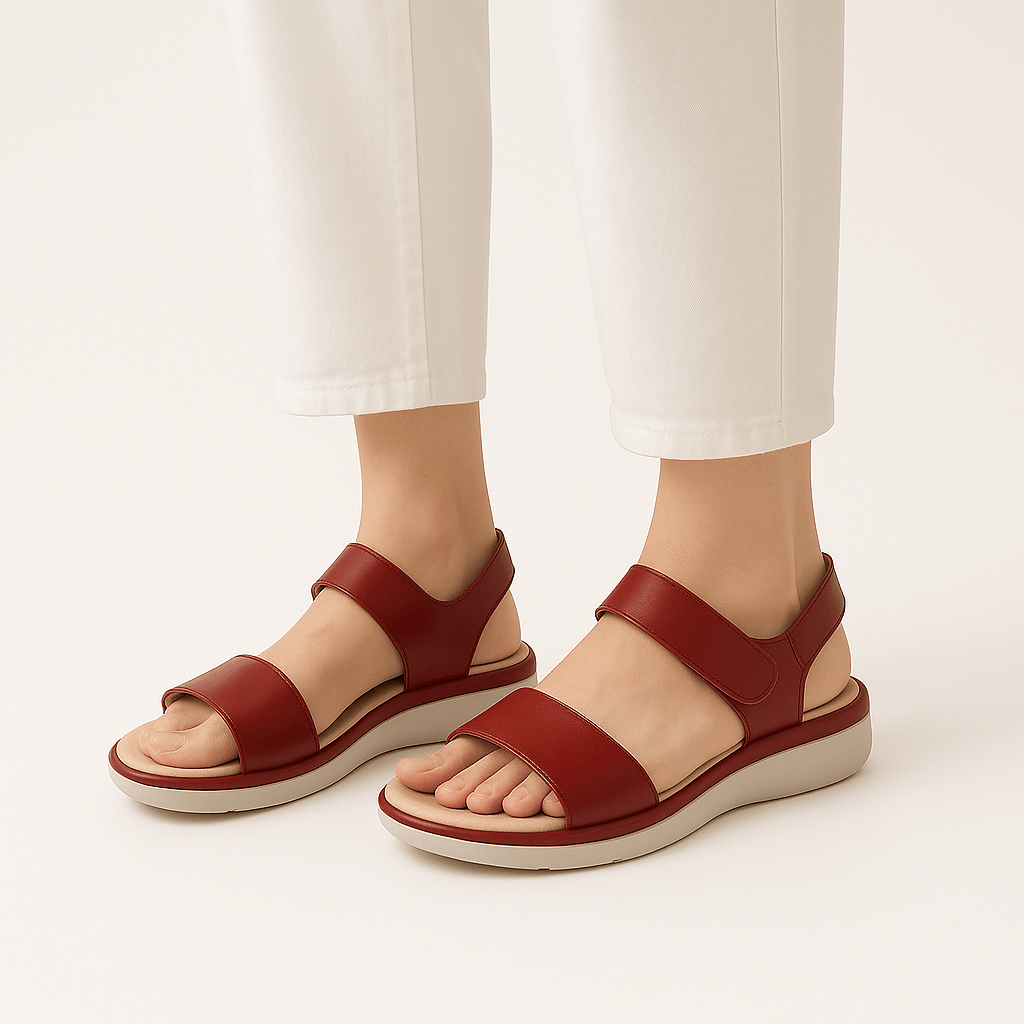 Rote Orthopädische Damensandale – Eleganz und Komfort vereint - Reminora