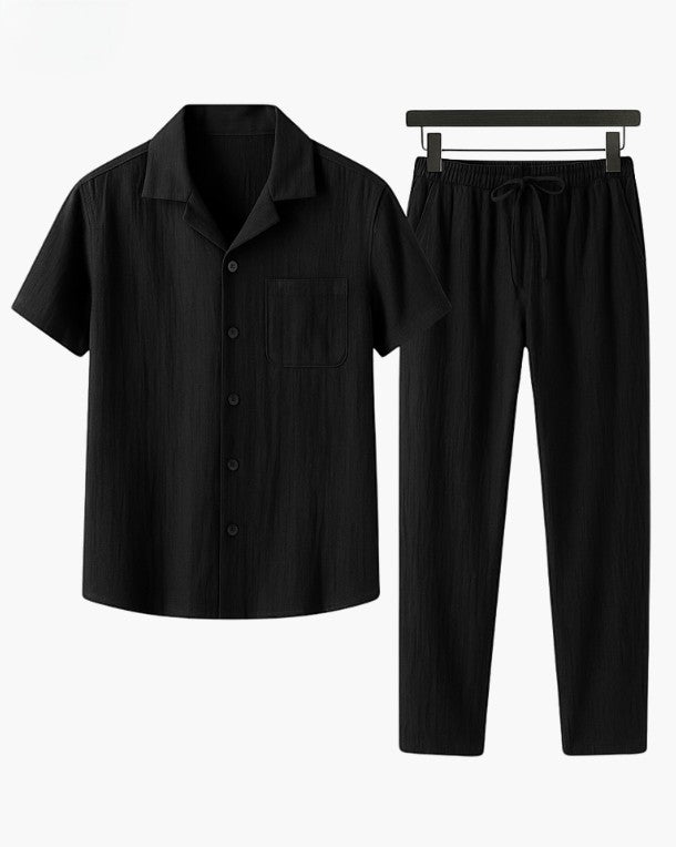 Leinen Zweiteiler Herren - Sommer Outfit, Atmungsaktiv, Elegant