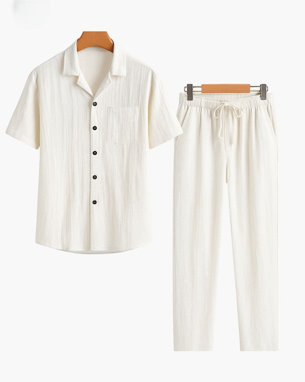 Leinen Zweiteiler Herren - Sommer Outfit, Atmungsaktiv, Elegant