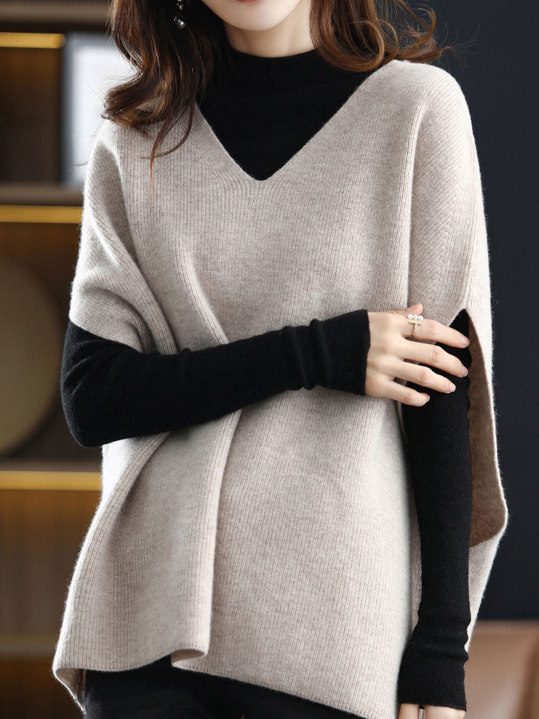 Women's V-neck Knit Vest | Solid Color & Versatile