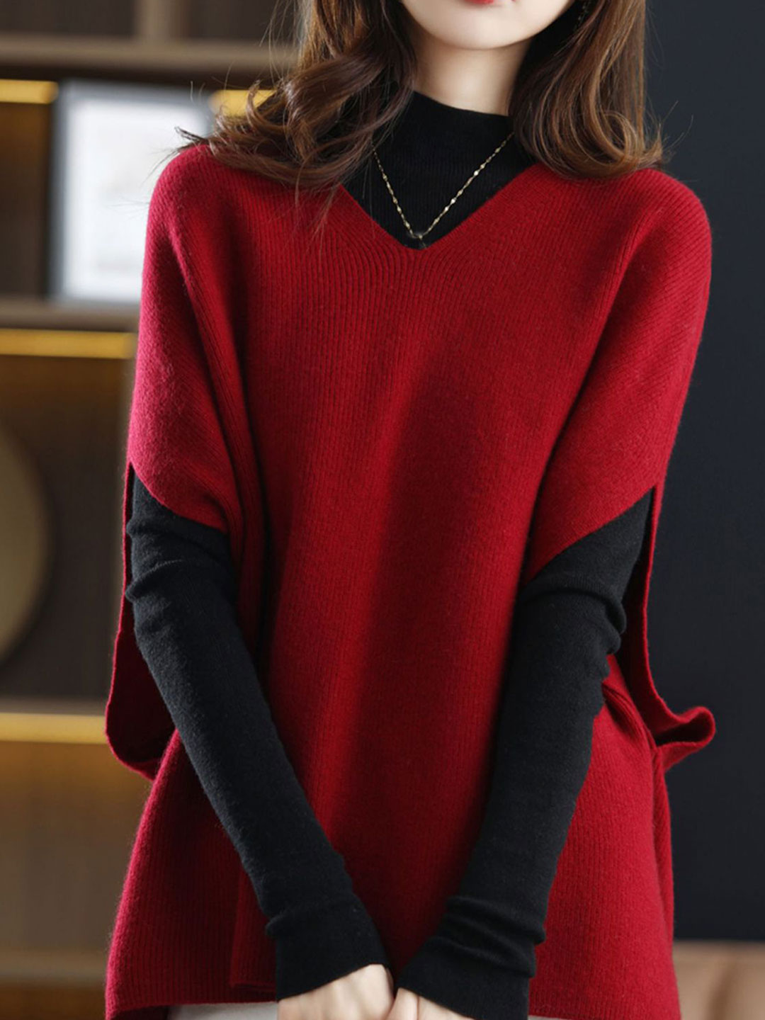 Women's V-neck Knit Vest | Solid Color & Versatile