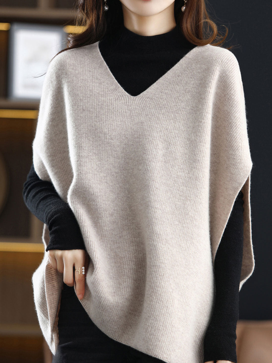 Women's V-neck Knit Vest | Solid Color & Versatile