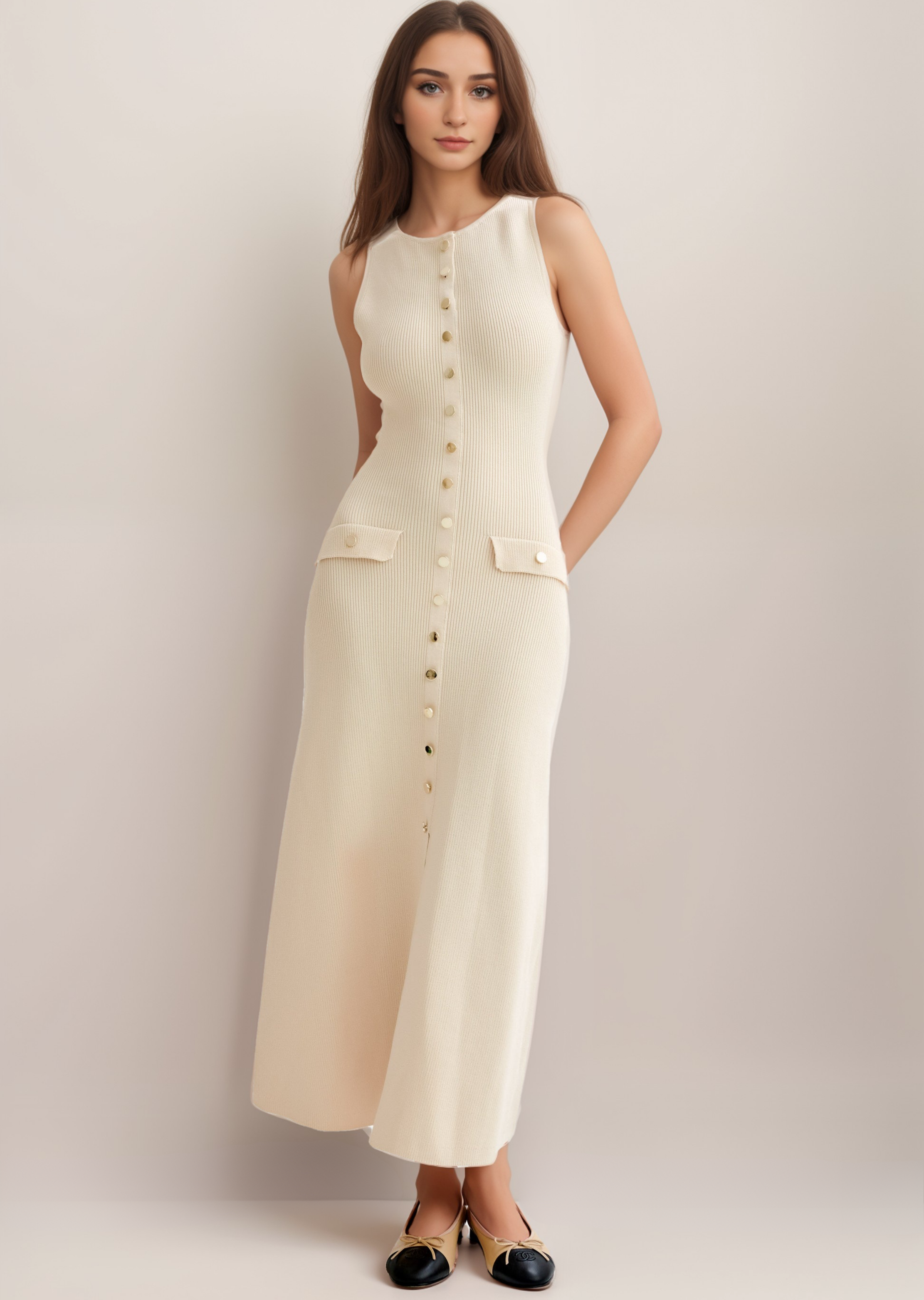 Elegantes Midikleid aus Strick – Bequemes Damenkleid für Alltag & Büro