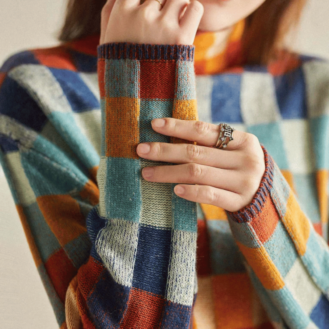 Cashmere Patchwork Turtleneck Sweater – Luxurious Knit