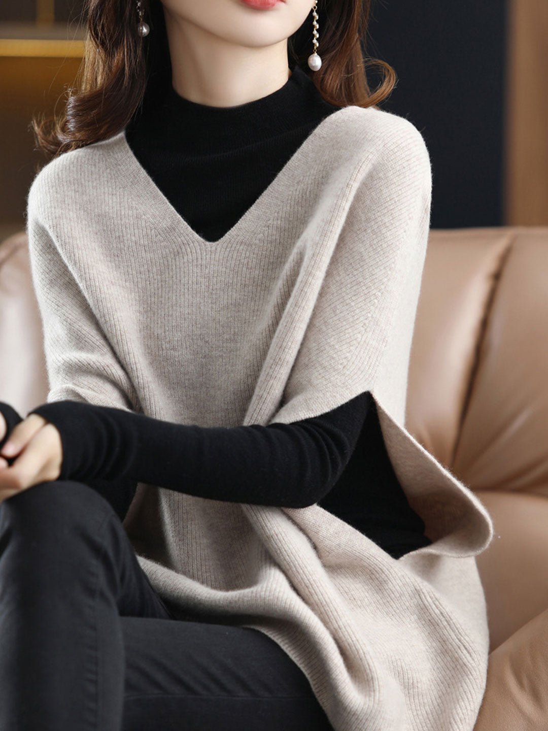 Women's V-neck Knit Vest | Solid Color & Versatile
