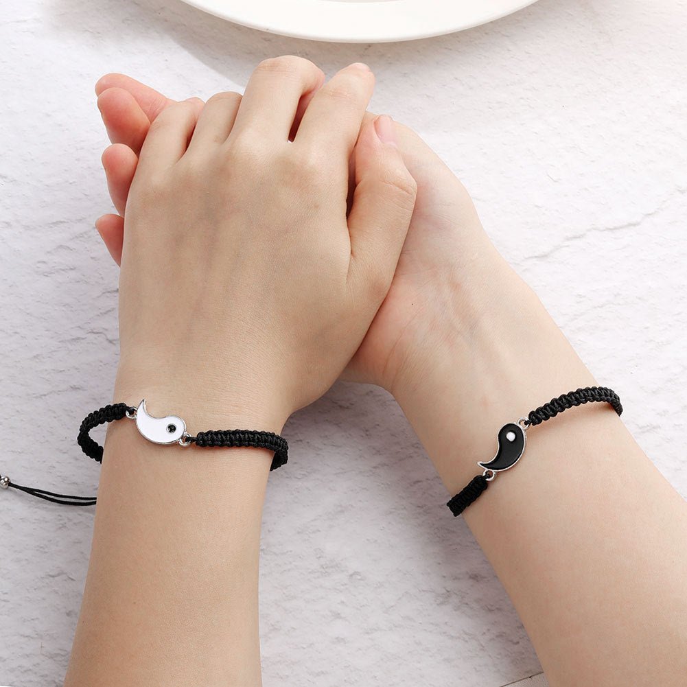 2er - Set verstellbare Yin - Yang Freundschaftsarmbänder – Partnerarmbänder für beste Freunde, ideal als Valentinstagsgeschenk - Reminora