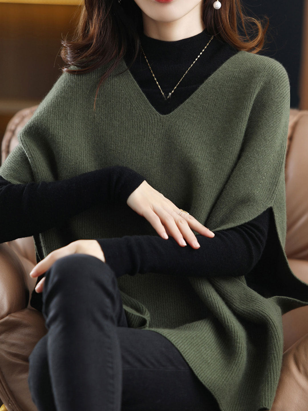 Women's V-neck Knit Vest | Solid Color & Versatile