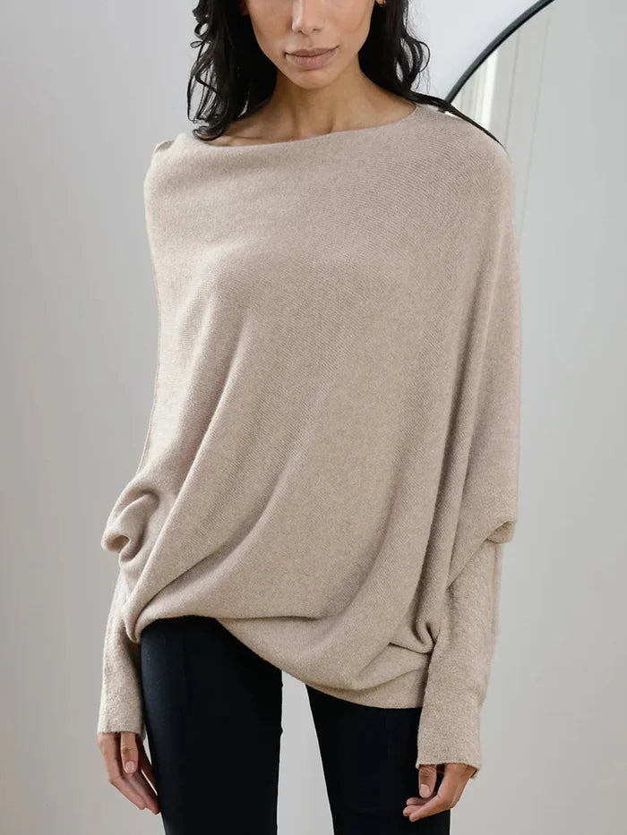 Asymmetric off-shoulder pullover | Elegant women's jumper