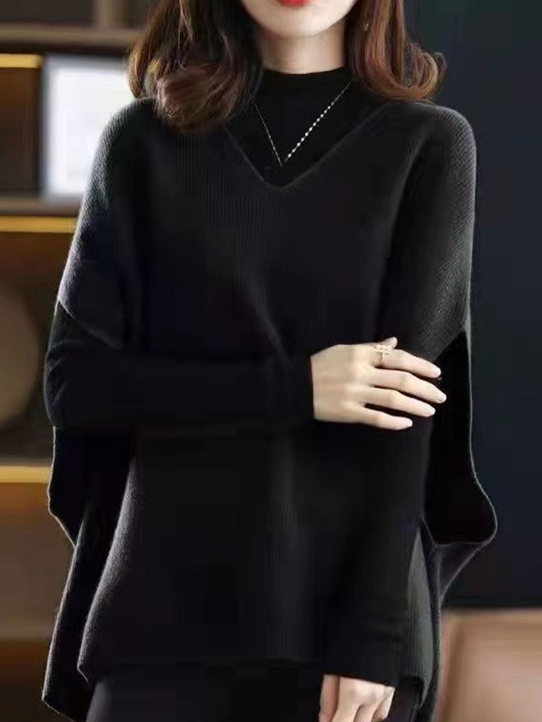 Women's V-neck Knit Vest | Solid Color & Versatile