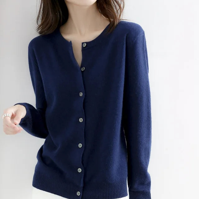Soft cashmere cardigan with button placket for women