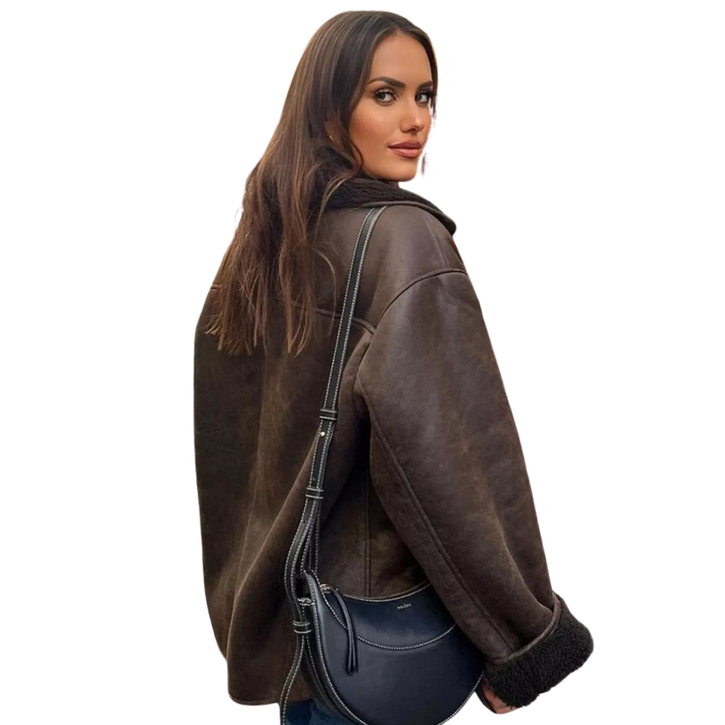 Women's winter jacket with fur collar – oversize & cozy