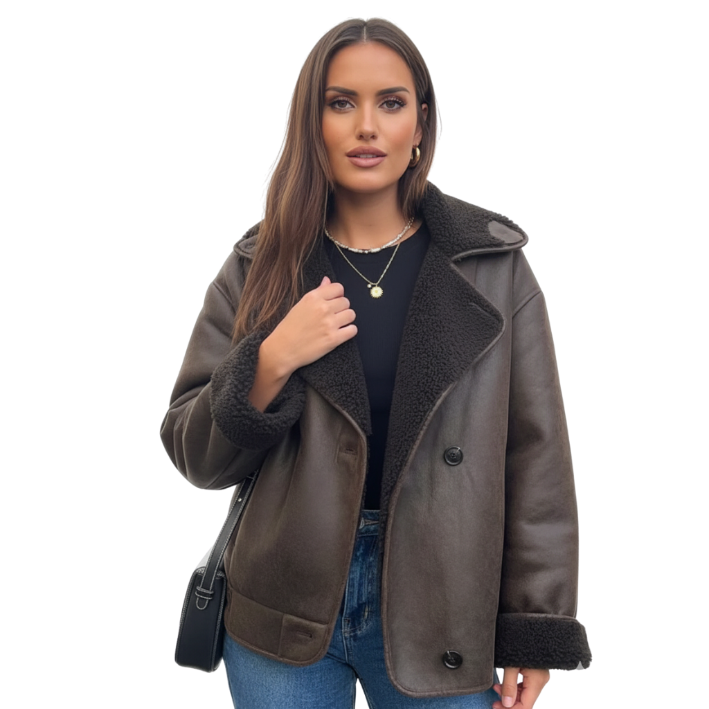 Women's winter jacket with fur collar – oversize & cozy