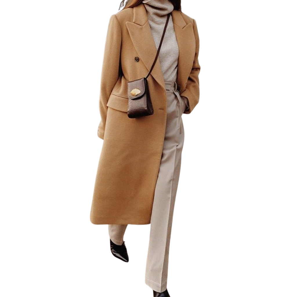 Figure-hugging women's wool coat for winter – office & leisure