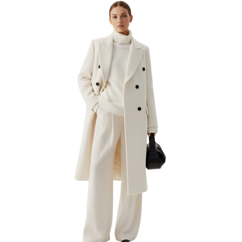 Figure-hugging women's wool coat for winter – office & leisure