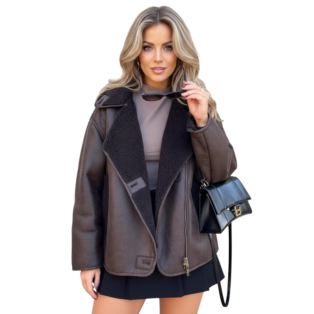 Women's winter jacket with fur collar – oversize & cozy