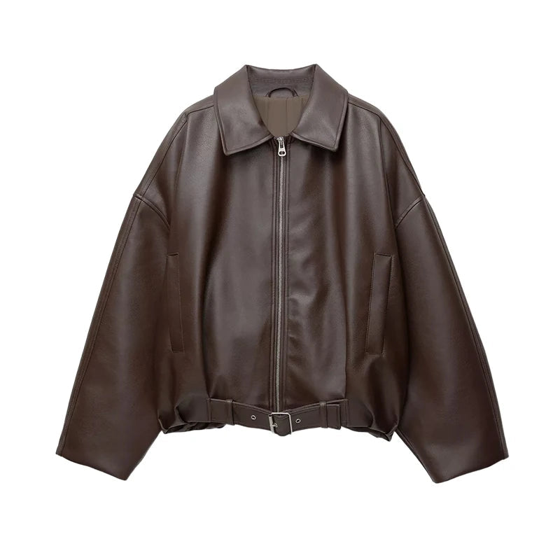 Women's leather jacket with zipper – elegance & versatility