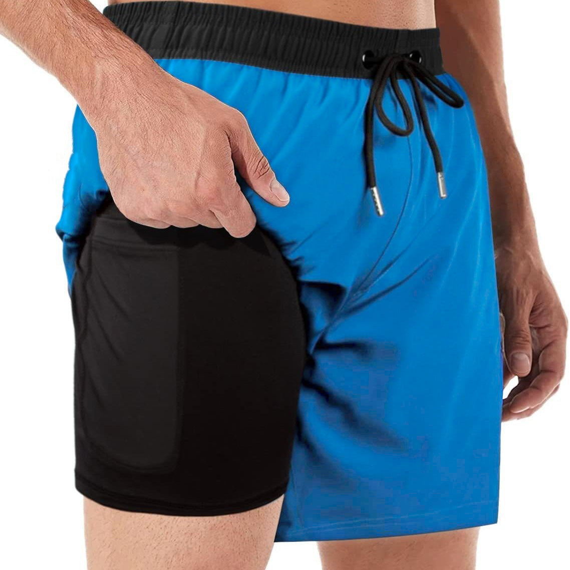 2-in-1 Herren Bade- & Fitness-Shorts mit Kompressions-Innenhose – Schnell trocknend & mit Taschen | Ideal für Schwimmen, Training & Freizeit
