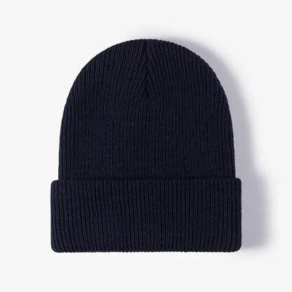 Unisex Warme Strickmütze für Herbst und Winter – Elastische Beanie für Damen und Herren, Einfarbig, Modisch und Bequem