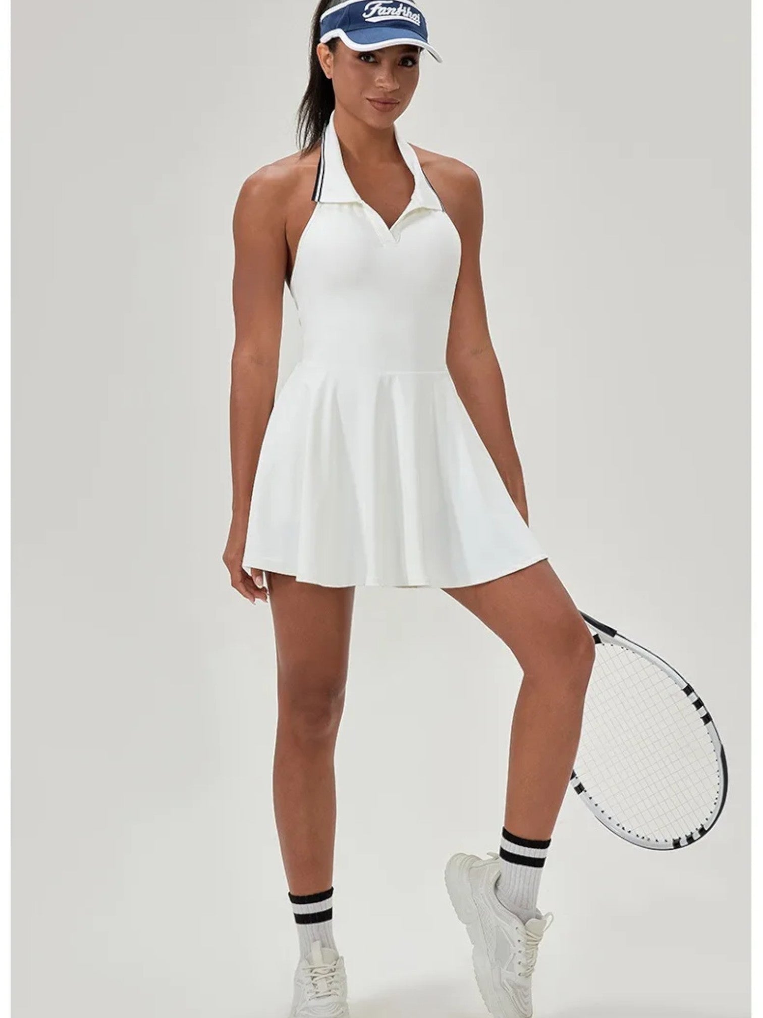 Women's Sports Dress – Sleeveless Tennis & Fitness Dress with Hanging Neck | Sexy One-Piece for Outdoor, Yoga & Leisure