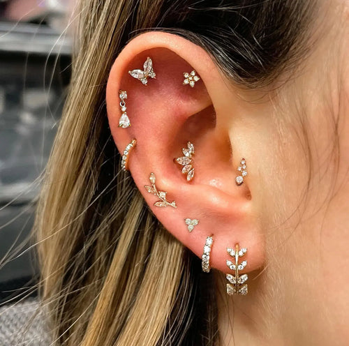 Edelstahl-Zirkon Ohrstecker – Schmuck für Helix-, Tragus- & Ohrläppchen-Piercings