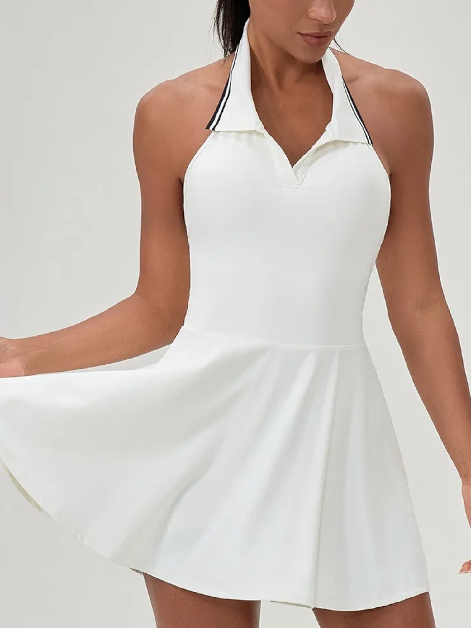 Women's Sports Dress – Sleeveless Tennis & Fitness Dress with Hanging Neck | Sexy One-Piece for Outdoor, Yoga & Leisure