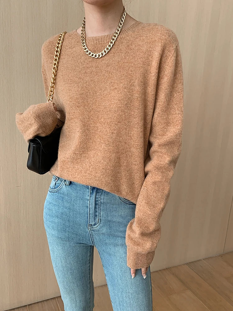 Basic Strickpullover mit Rundhals – Vielseitiger Alltagsbegleiter für Damen - Tini