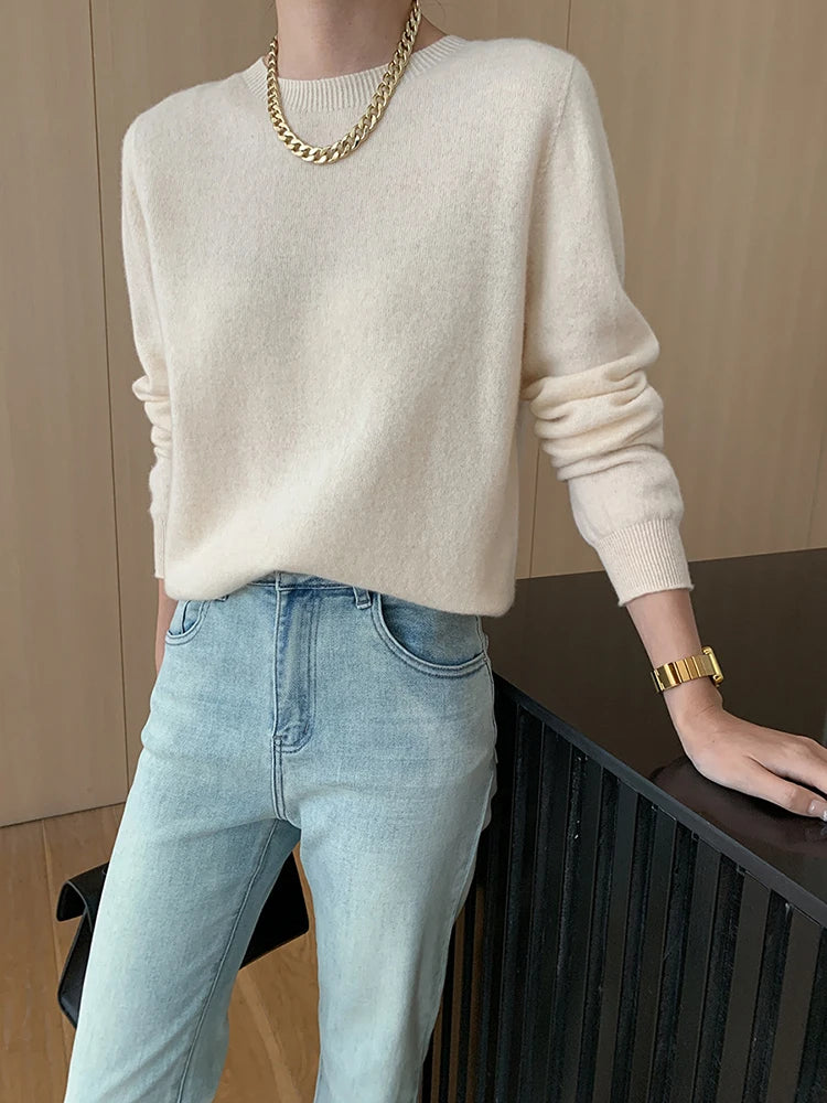 Basic Strickpullover mit Rundhals – Vielseitiger Alltagsbegleiter für Damen - Tini