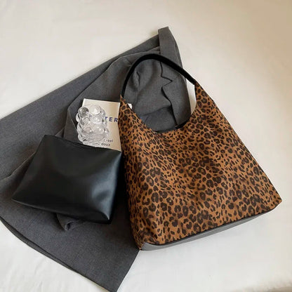 Große Samt-Leder Leopard Umhängetasche – Modetrend Achseltasche 2024 für Frauen