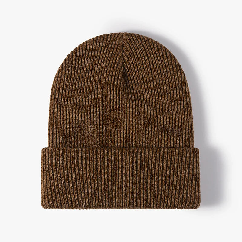 Unisex Warme Strickmütze für Herbst und Winter – Elastische Beanie für Damen und Herren, Einfarbig, Modisch und Bequem