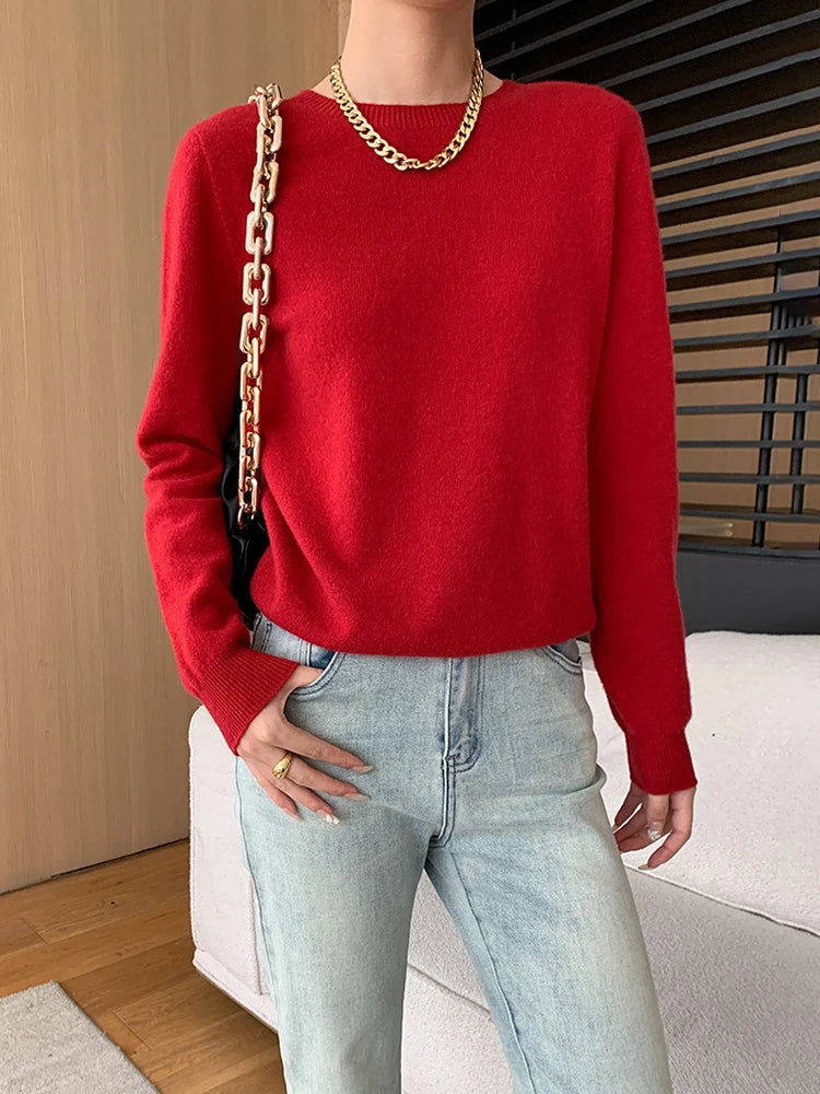 Basic Strickpullover mit Rundhals – Vielseitiger Alltagsbegleiter für Damen - Tini