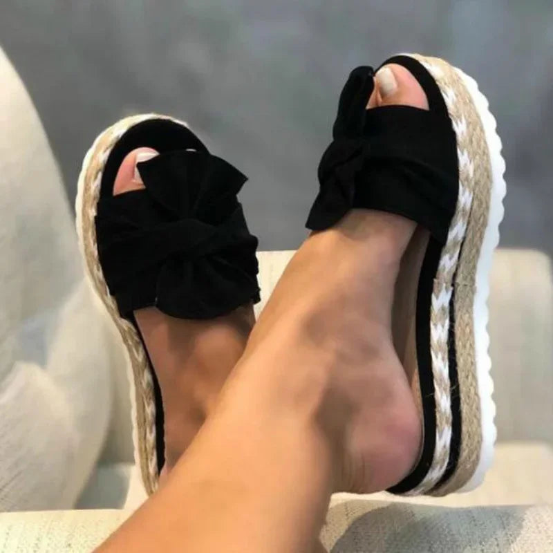 Moderne Damen-Sandalen 2025 – Stilvolle Plateauschuhe mit Schleife