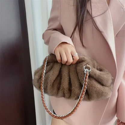 Winter Flauschige Clutch Tasche – Große Kapazität Schultertasche aus hochwertigem Künstlichem Nerz für Frauen