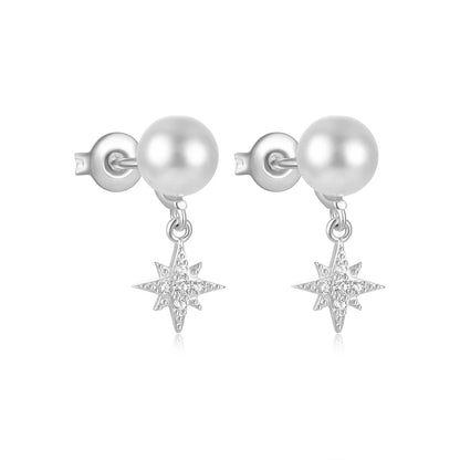 Echte 925 Sterling Silber Ohrstecker mit Kristall und Perlenblüte – Eleganter Schmuck für Damen